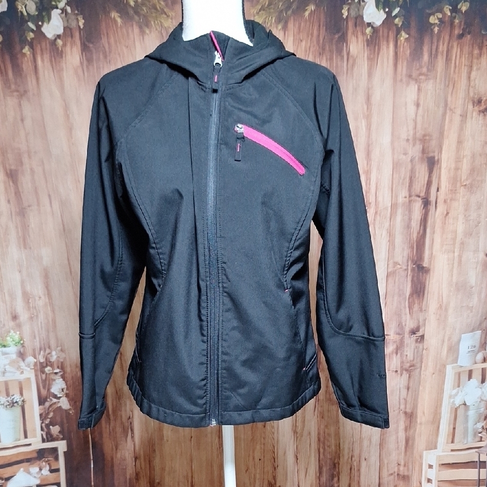 Women's Black Ski Jacket with Pink Zipper